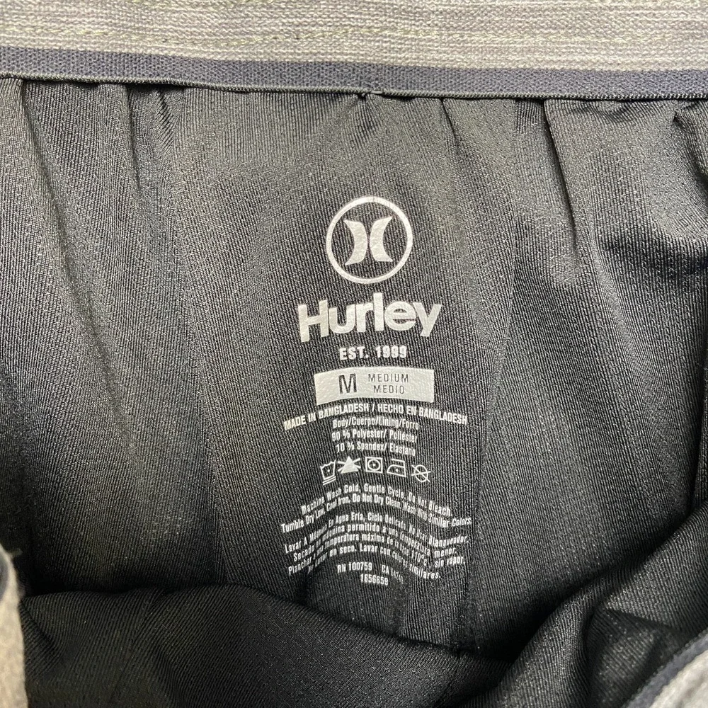 Hurley Board Shorts Mens Medium Gray Tropical Floral Stretch Swim Trunks Beach